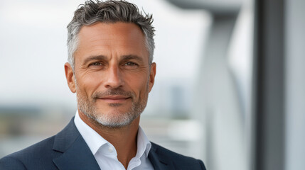 Fototapeta premium Confident businessman in suit, showcasing leadership and professionalism