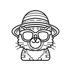 Learn to color a cat wearing glasses and a hat for kids