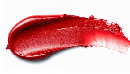 smeared red lipstick swatch isolated on white background