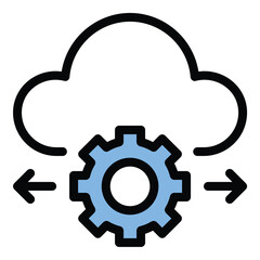 Cloud computing elastic icon in flat line style representing scalable infrastructure flexible resources and dynamic cloud services ideal for IT solutions server management and digital transformation 