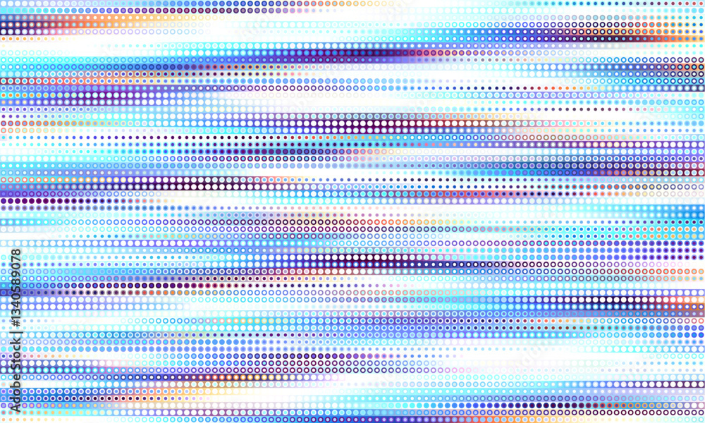 Poster Pixilated abstract Energy background. Halftone effect. Vector image. Small particles with overlay moire effect
