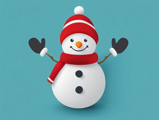 Fototapeta premium Snowman in the snow, perfect for web design and greeting cards.