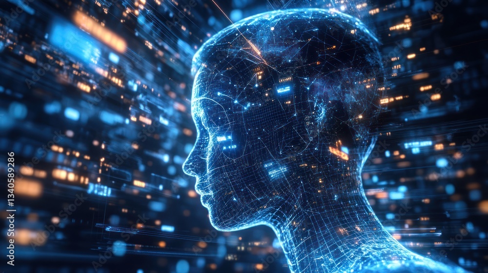 Poster digital mind: abstract representation of artificial intelligence
