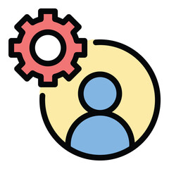 Admin icon in flat line style representing management control and user administration ideal for system settings organization and access control concepts.
