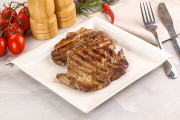 Grilled pork neck sirloin steak