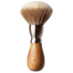 shaving brush with wooden handle on white background.