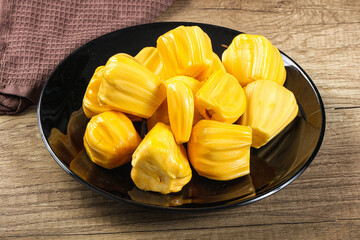 Raw ripe yellow jackfruit segment