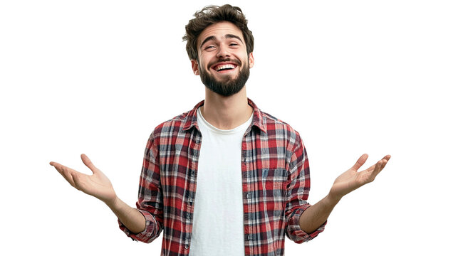 Smiling young male on transparent background. Generative ai design.