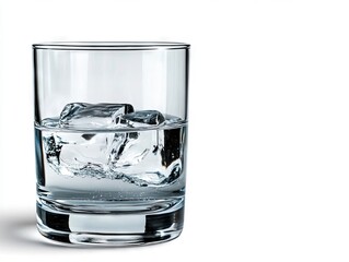 A glass of water with ice cubes in it