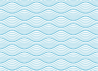 Seamless pattern with blue waves