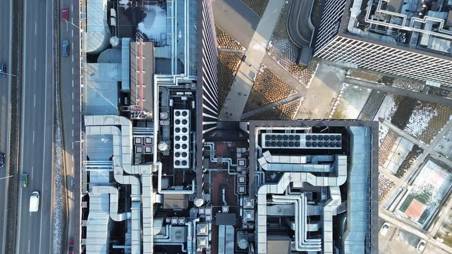 High-rise building rooftop cooling ventilation units