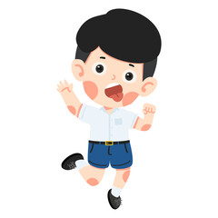 Boy Jumping with Funny Face