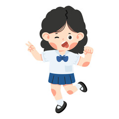 Girl Jumping with Funny Face