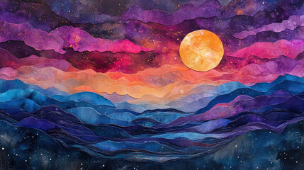 Colorful skyrealm view with aetherian essence casts celestial glow, evoking sense of wonder and boundless imagination, like dreamy fantasy