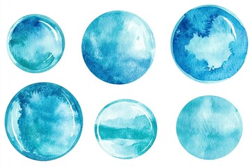 Explore the ethereal beauty of watercolor in this captivating composition featuring a harmonious blend of blue and teal hues Delicate paint strokes dance across the canvas, creating a mesmerizing
