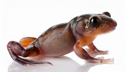 a tadpole amazon milk frog trachycephalus resinifictrix on white background a tadpole mission golden eyed tree frog on white background