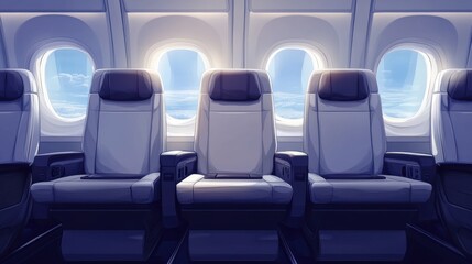 Obraz premium Premium seats for luxurious vacations or corporate air travel, featuring a spacious banner for copy space. illustration