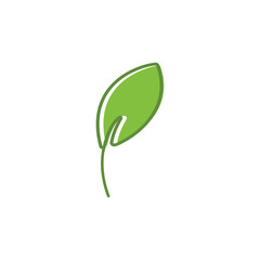 green leaf flat design icon logo