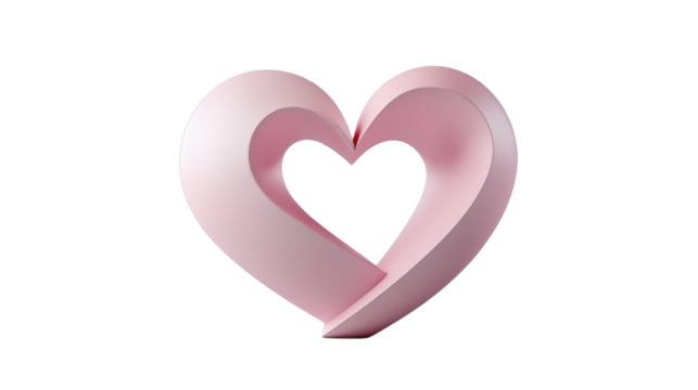 Pink heart symbol creating another heart shape with transparent background