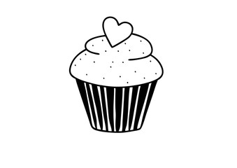vector cupcake with hearts icon Valentine's Day 