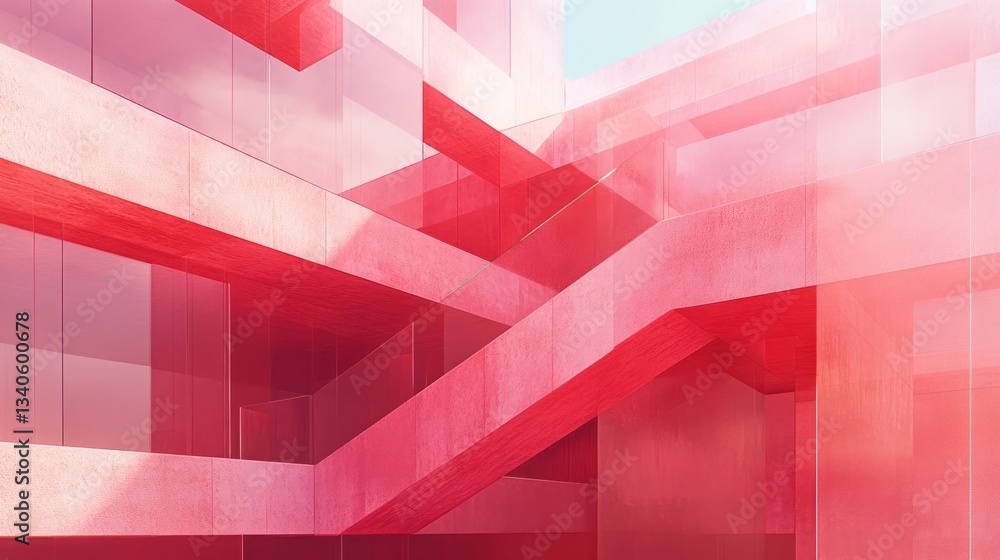 Poster abstract architectural structure displays layers of lines and shapes