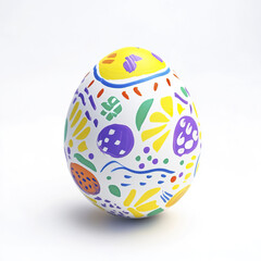 Colorful Easter egg with abstract patterns on white background