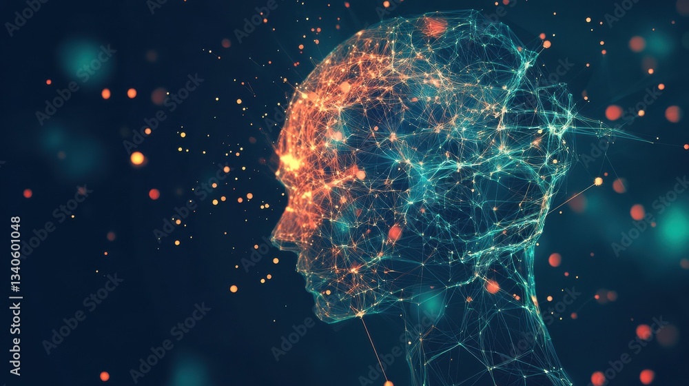 Poster neural network artificial intelligence tech low poly abstract background illustration