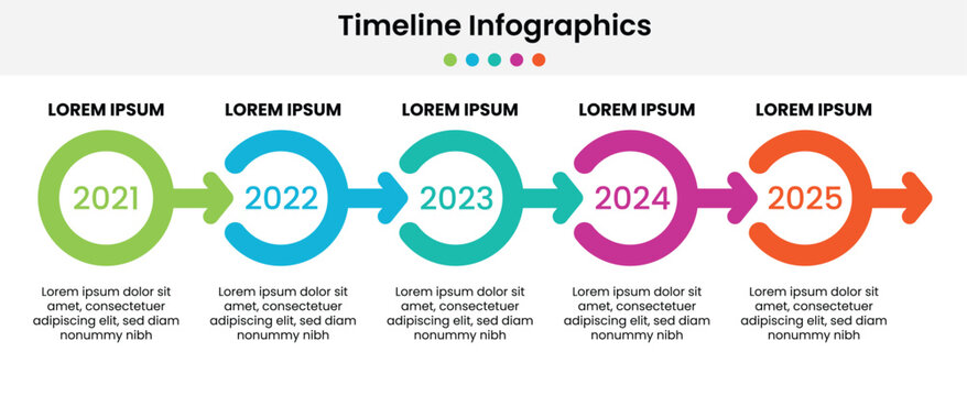 Presentation business can be used for Business concept with 5 options, steps or processes, Yearly business timeline infographic template design.