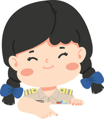 Girl Thai Teacher Uniform Pointing cartoon