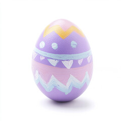 Colorful Easter egg with pastel patterns on white background