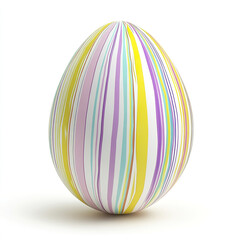 Colorful striped Easter egg on white background