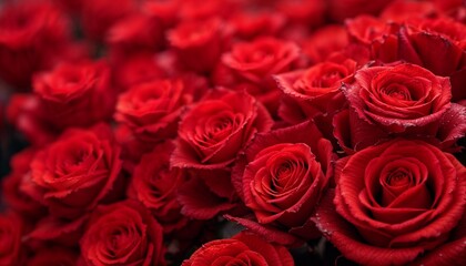 Vibrant bouquet of red roses in full bloom