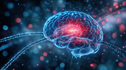 Fototapeta premium Illuminated Brain: Neural Network Activity and Neurological Processes