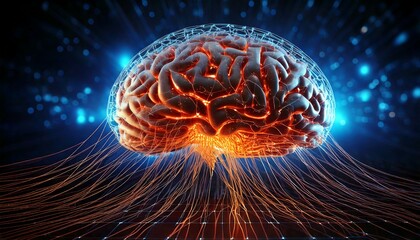 Innovative brain technology revolutionizing communication digital space 3d visualization futuristic concept