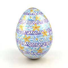Fototapeta premium Colorful Easter egg with floral patterns on white background