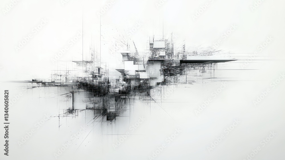 Poster abstract architectural rendering of futuristic urban complex