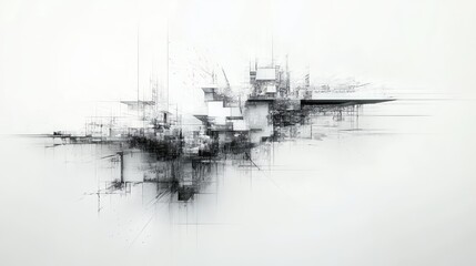 Fototapeta premium Abstract architectural rendering of futuristic urban complex