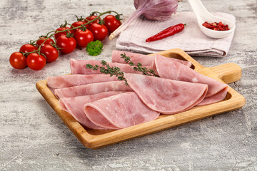Sliced pork ham sausages slices