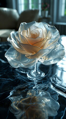 crystal rose on the table