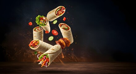 chicken shawarma, beef shawarma, chicken shawarma ai generated, chicken wrap, kebeb roll, kebeb wrap, chicken pita wrap, ai generated chicken wrap, best selling, food stock photos