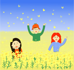 children with flowers