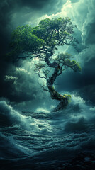 A tree in a raging sea