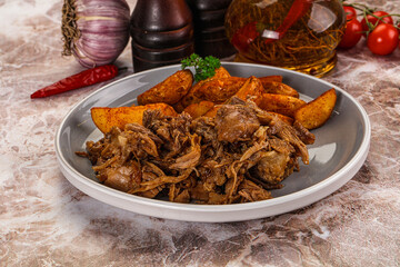 Baked shredded pork with potato