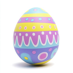 Colorful Easter egg with vibrant patterns on white background