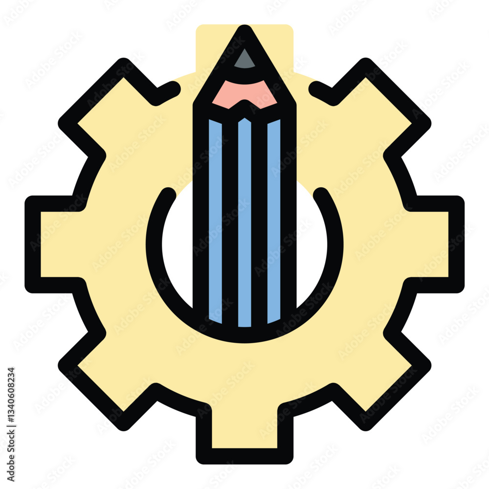Fototapete Creativity development icon in flat line style representing innovation brainstorming and idea growth ideal for design thinking artistic expression and problem-solving concepts.