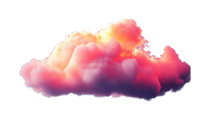 Pink and yellow cloud floating on transparent background