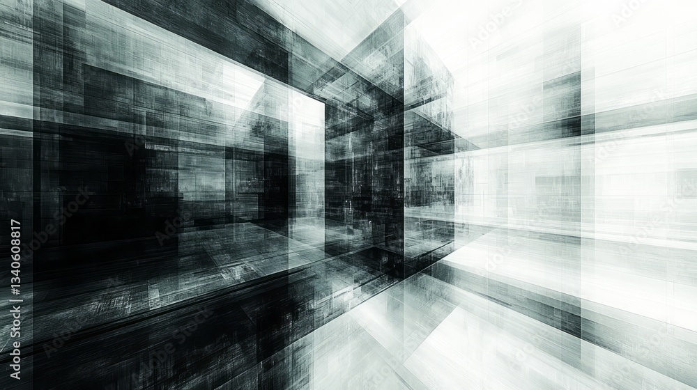 Poster abstract architectural structure composed of geometric shapes and muted tones