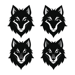 Obraz premium wolf head logo icons of silhouette black shape vector illustration isolated on white background