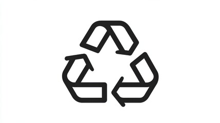 Black outline recycling icon on white background illustration