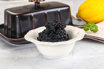 black sturgeon caviar in the bowl